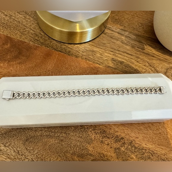 New Moissanite 10MM Cuban Link Bracelet, 18K White Gold Plated Sterling Silver - Picture 15 of 17